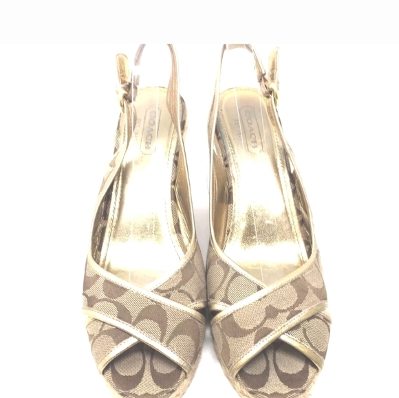 NEW AUTHENTIC VINTAGE COACH SIGNATURE C WEDGE SHOES SIZES 8 & 11 - Picture 10 of 16